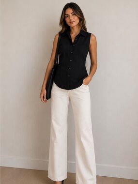 Vintage D&G Dolce & Gabbana Black Sleeveless Button Down Top 34/48
